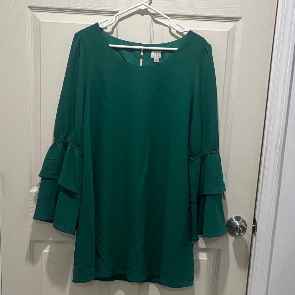 A New Day Green Ruffle Sleeve Dress